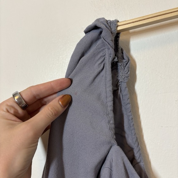 Aritzia Wilfred Novella Smocked Square Neck Mini Dress 6 Gray Blue‎ - Stains - Picture 3 of 9